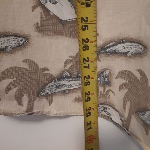 Columbia Sportswear Shirt Mens Large Beige Fish Print Short Sleeve Button Hiking - Picture 8 of 8